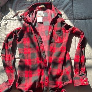 ultra flirt women’s extra small cozy knit red plaid shirt